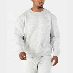 Pull-over personnalisé de haute qualité pour hommes, coupe décontractée, épaules tombantes avec col rond uni, fabriqué en polaire polyester et coton - Product Image 6