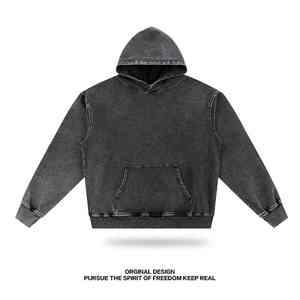 Sudadera con capucha de algodón 100% vintage lavada a medida, con logo frontal, estilo oversize, a la moda - Product Image 6