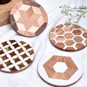 Posavasos personalizado de alta calidad, posavasos para tazas de té, posavasos redondos de madera y resina para uso doméstico y de oficina - Product Image 2