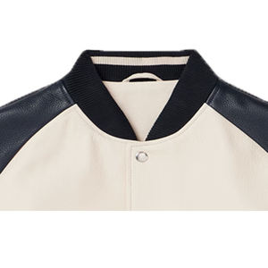 Veste universitaire sur mesure en gros d'usine, conception OEM, respirante, coupe-vent, haute qualité, broderie masculine, patch frontal en cuir véritable - Product Image 4