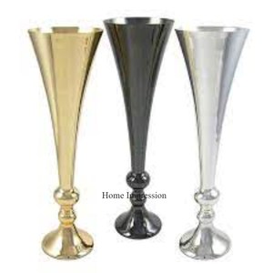 Art créatif moderne Designer Trumoet Vases brillant miroir poli look attrayant centres de table de mariage décorations de table - Product Image 2