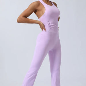 Combinaison de yoga sur mesure de haute qualité pour femmes Top tendance nouveau design avec combinaison de yoga solide couleur personnalisée dernière arrivée - Product Image 3