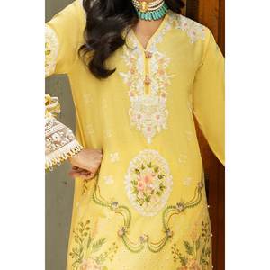 Conjunto de traje de 3 piezas sin coser con bordado y dupatta de seda tussar estampada para mujer SP-52049 - Product Image 5