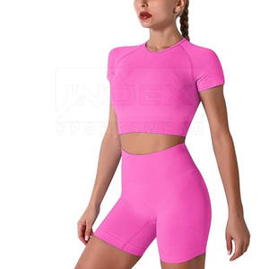 Conjunto de pantalones cortos de entrenamiento de gimnasio para mujer de alta calidad, pantalones cortos de Yoga transpirables de Color sólido para tallas grandes, hecho profesional - Product Image 4