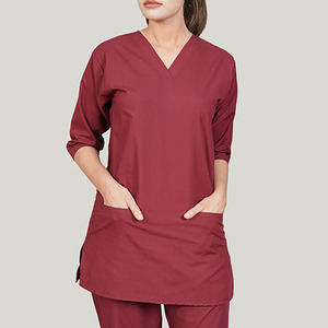 Livraison rapide, uniformes d'infirmière extensibles dans les 4 sens, col en V, anti-rides, tenue médicale pour femmes, avec logo personnalisé - Product Image 4