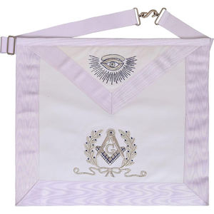 Masonic HUB past Master Mason ผ้ากันเปื้อนสีขาวปักด้วยมือสีเงินรูปสี่เหลี่ยมจัตุรัสและเข็มทิศ - Product Image 1