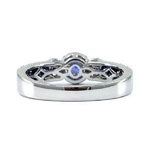 Fine Jewellery Trendy Design Top Quality Platinum White Gold Real Diamond Round & Sapphire Thin Cluster <b>Rings</b> For Woman - Product Image 3