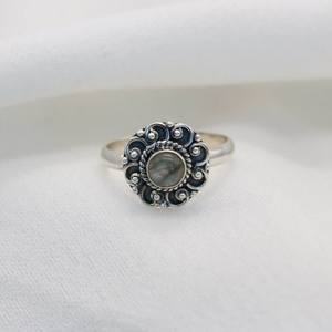Labradorite 925 Sterling Silver Flower Ring <b>Small</b> Gemstone Handmade Jewelry Elegant <b>Gift</b> For Women - Product Image 5