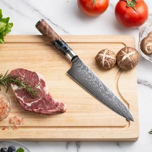 Couteau de chef de cuisine fait à la main avec manche en acier Damas lame tranchante fixe Vente en gros personnalisé OEM ODM Coutellerie Usine - Product Image 2