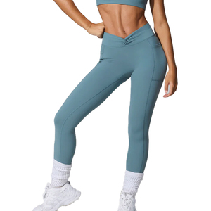 Leggings Deportivos 2025 para Mujer, Control de Abdomen, Logos Personalizados, Cintura Alta Elástica, Pantalones de Yoga Acanalados, 100% Algodón - Product Image 1