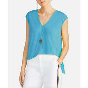 Top Corto con Scollo a V Bina di Rachel Roy per Donna, Blu, Taglia S, Primavera/Estate, in Tessuto Chiffon - Product Image 1