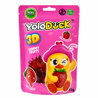Bonbons de gelée de fraise 3D YoloDuck à la texture fondante et au cœur juteux, emballés individuellement