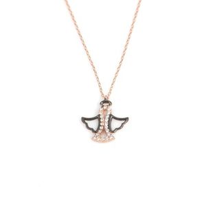 Collar de Plata de Ley 925 con Incrustaciones de Piedras Rosas, Negras y Blancas, Tecnología de Engaste en Bisel, para Creencias Cristianas - Product Image 3
