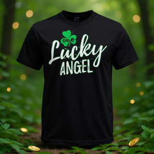 Camiseta Lucky Angel St Patricks Day Shamrock, color negro, unisex, talla para adultos - Product Image 1