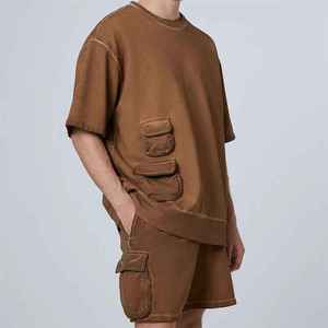 <b>Men</b> Cotton Two Piece Short Sets Casual Summer Outfit <b>T</b> <b>Shirt</b> And Shorts For Gym Fitness Training Workout Outdoor Sportswear - Product Image 2