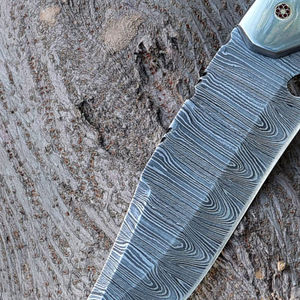 Couteau de camping d'extérieur à vente chaude, OEM disponible, couteau à lame fixe en acier Damas, couteau personnalisable de haute qualité - Product Image 3