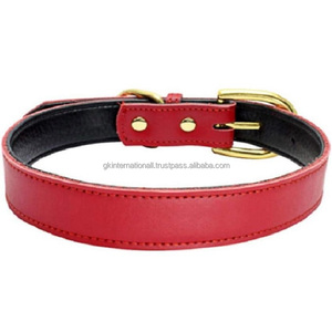 Calidad de exportación, suministro al por mayor, collar de perro de cuero con forro negro cosido, collar de perro de cuero colorido hecho a medida - Product Image 1