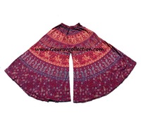 Boho Éléphant Imprimé Jambe Sauvage Coton Palazzo Vêtements Européens Femmes Regula Taille Cloche Bas Boho Harem Pantalon GC-AP-351.