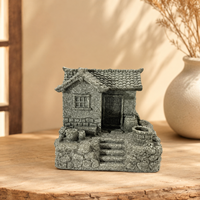 Miniature maison de village en pierre bleue sculptée à la main, décoration de chalet en pierre pour salon, bureau, étagère et idée cadeau