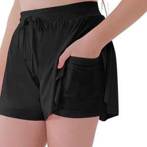Femmes cordon taille haute confortable décontracté course Gym Yoga Shorts coton sweat Shorts avec poches - Product Image 3