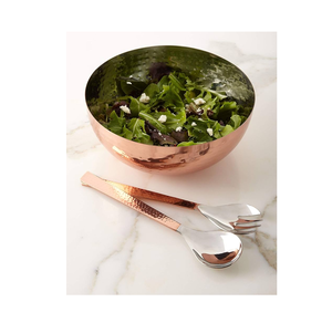 Ensaladera de cobre de diseñador antiguo Cobre de forma redonda plateado con martillo Cuenco para servir alimentos - Product Image 4