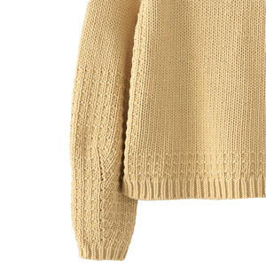 สเวตเตอร์ผ้าวูลถักของผู้หญิงเสื้อสเวตเตอร์แบบสวมหัวคอกลมแบบเรียบผสมดีไซน์ใหม่ - Product Image 2