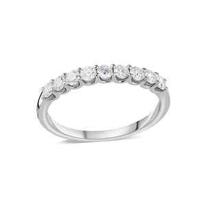 Haute qualité 14K or blanc demi-éternité VVS Moissanite bague en diamant classique étincelle bijoux pour fiançailles de mariage à la mode - Product Image 1