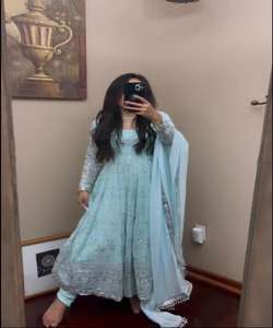 Diseñador Georgette bordado secuencia trabajo Salwar kameez traje de fiesta precio al por mayor Ropa Étnica - Product Image 4