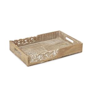 Bandeja de servicio de madera de estilo antiguo con encanto del viejo mundo y forma atemporal, ideal para fiestas o eventos temáticos vintage - Product Image 1