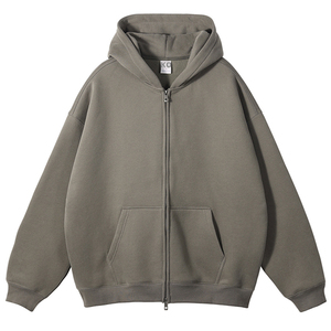 Venta al por mayor Unisex Fleece Zip-Up Hoodie 250 Gsm Solid Zipper Regular Oversized Clothing Print French Terry Crop Essentials - Product Image 1