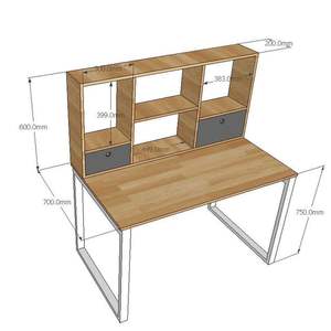 Escritorio de trabajo combinado con estante de pata de hierro de madera de caucho (70x120x135cm Ideal para oficinas en el hogar y salas de estudio BLV033 - Product Image 4