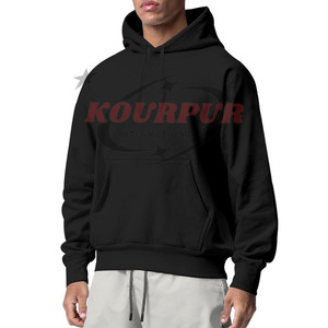 เสื้อฮู้ดผู้ชายสีดำ Kourpur International ผ้าฝ้ายเฟรนช์เทอร์รี่ ดีไซน์กระเป๋าเสื้อ สวมใส่สบายๆ ในฤดูใบไม้ร่วง ทรงปกติ - Product Image 1