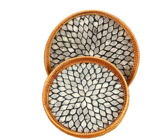 บอร์ดเครื่องจักสานและแผ่นไม้เอ็มดีเอฟแบบฝังมุกดีไซน์ใหม่ถาดเสิร์ฟแบบมีคุณภาพสูง - Product Image 4