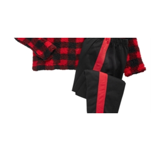 Set Pigiama Max & Olivia 2 Pezzi, Top in Finta Pelliccia e Pantaloni Bicolore, Morbido Rosso-Nero, Taglia S per Ragazzi Grandi - Product Image 3