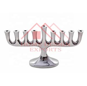 Personnaliser la conception de l'arbre 9 chandeliers branche temple argent fini bougeoir menorah église menorah bougeoir - Product Image 5