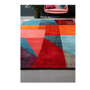 Tapis en laine rectangulaire abstrait doux touffeté à la main Design moderne géométrique pour bureau à domicile salon chambre d'enfants haute pile - Product Image 2