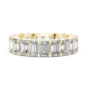 Bague Éternité de Luxe en Or Jaune 18 carats Plaqué Rhodium avec Diamants de Laboratoire Taille Émeraude et Pierres Latérales de 5,6 carats Certifiées IGI - Product Image 4