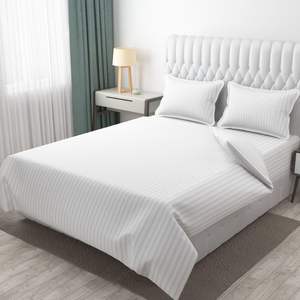 Queen Size 400 TC 100% coton lin drap de lit ensemble rayé Design haute solidité des couleurs plié Portable pour la maison hôtel utilisation - Product Image 1