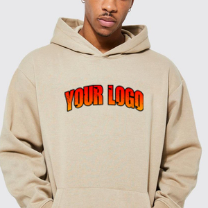 OEM impresión personalizada sudaderas con capucha de los hombres Beige de gran tamaño de algodón de peso pesado jersey en blanco ropa de calle Drop Shoulder Sudadera con capucha de los hombres - Product Image 2