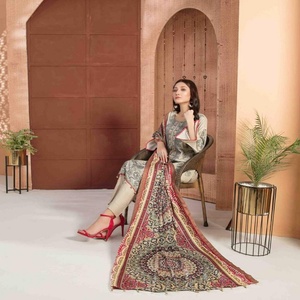 คอลเล็กชั่นฤดูหนาวแบรนด์ tawakkal ชุดผ้าลินินปากีสถาน3ชิ้นปักคอเสื้อผ้าอินเดียและปากีสถาน - Product Image 3