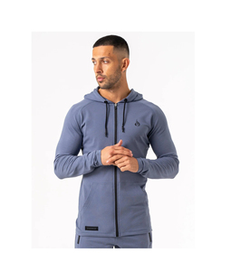 เสื้อฮู้ดดี้ผู้ชายสีฟ้าเทาอ่อน พิมพ์ลายนูน 3 มิติ คุณภาพสูง สั่งทำพิเศษ ไซส์อเมริกา ผ้าฝ้าย 100% พิมพ์ลาย DTG แบบเรียบ - Product Image 1