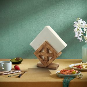 Porte-serviettes en tissu de bois de bambou écologique en bois rustique pour décorations de Table à manger de cuisine de vaisselle - Product Image 6