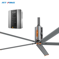 RTFANS 16ft HVLS Industrie-Deckenventilator mit Aluminiumflügeln 5 Flügel Hoher Luftstrom CE-Zertifiziert Kugellager VFD-Steuerung