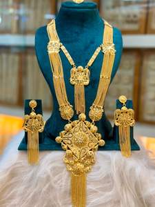 Classique Vintage 24K Plaqué Or Diamant Cuivre Matériel Ensemble de Bijoux Comprend Collier Boucles D'oreilles Broches Peignes-Cadeau - Product Image 4