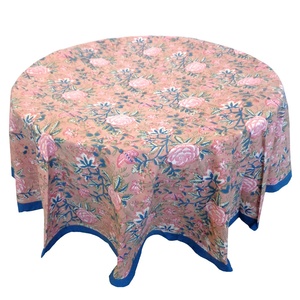 Direct Manufacturer's Best Quality Handmade Indian Misty Rose Gud Block Printed Cotton Eco-friendly Durable 180cm <b>Tablecloth</b> - Product Image 5