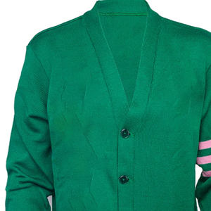 Wholesale Custom ODM/OEM V Neck Greek <b>Cardigan</b> Sweater Acrylic Cotton Knitted Varsity AKA Sorority <b>Woman's</b> Sweater - Product Image 3