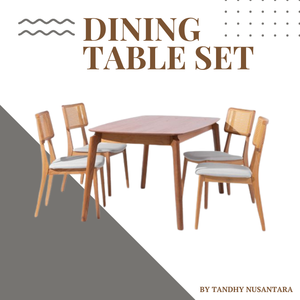 Produit chaud Table à manger en bois avec chaises Ensemble de meubles de salle à manger pour restaurant et salle à manger Usine directe d'Indonésie - Product Image 6