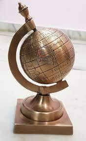 โลกสีเขียวเงาที่กำหนดเองกับอุปกรณ์ทองเหลืองและฐานไม้อินเดียผู้ผลิตโลกทองเหลือง - Product Image 5