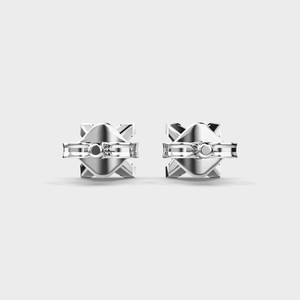 Pendientes de Diamantes Cultivados en Laboratorio, Corte Princesa, Cuatro Puntas, Dos Tonos, Plata y Rodio, Certificados por IGI, Regalo, Plata de Ley 925 - Product Image 3