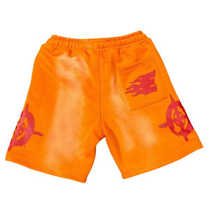 Pantalones cortos de algodón lavados con ácido y piedra con parche bordado de gran tamaño descolorido informal personalizado para hombre - Product Image 6